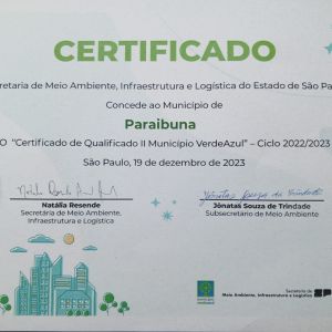 Paraibuna, município próximo à Tamoios, conquista o certificado de ‘Município VerdeAzul’